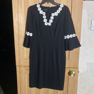 Talbots Elegant Black Dress with Floral Accents